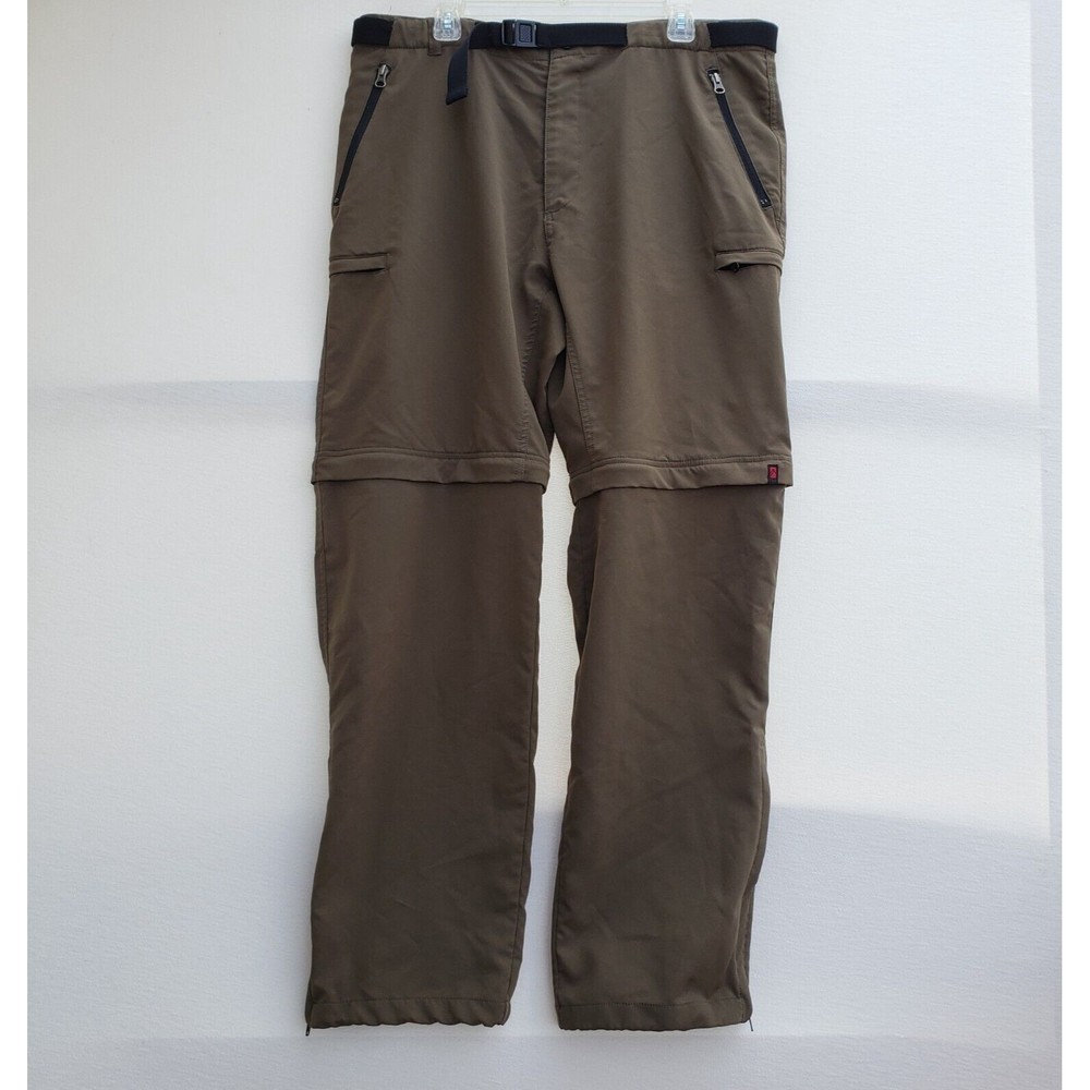 Mens Alpine Design Pants/Shorts XL Green Nylon Convertible Cargo Hiking 40X34